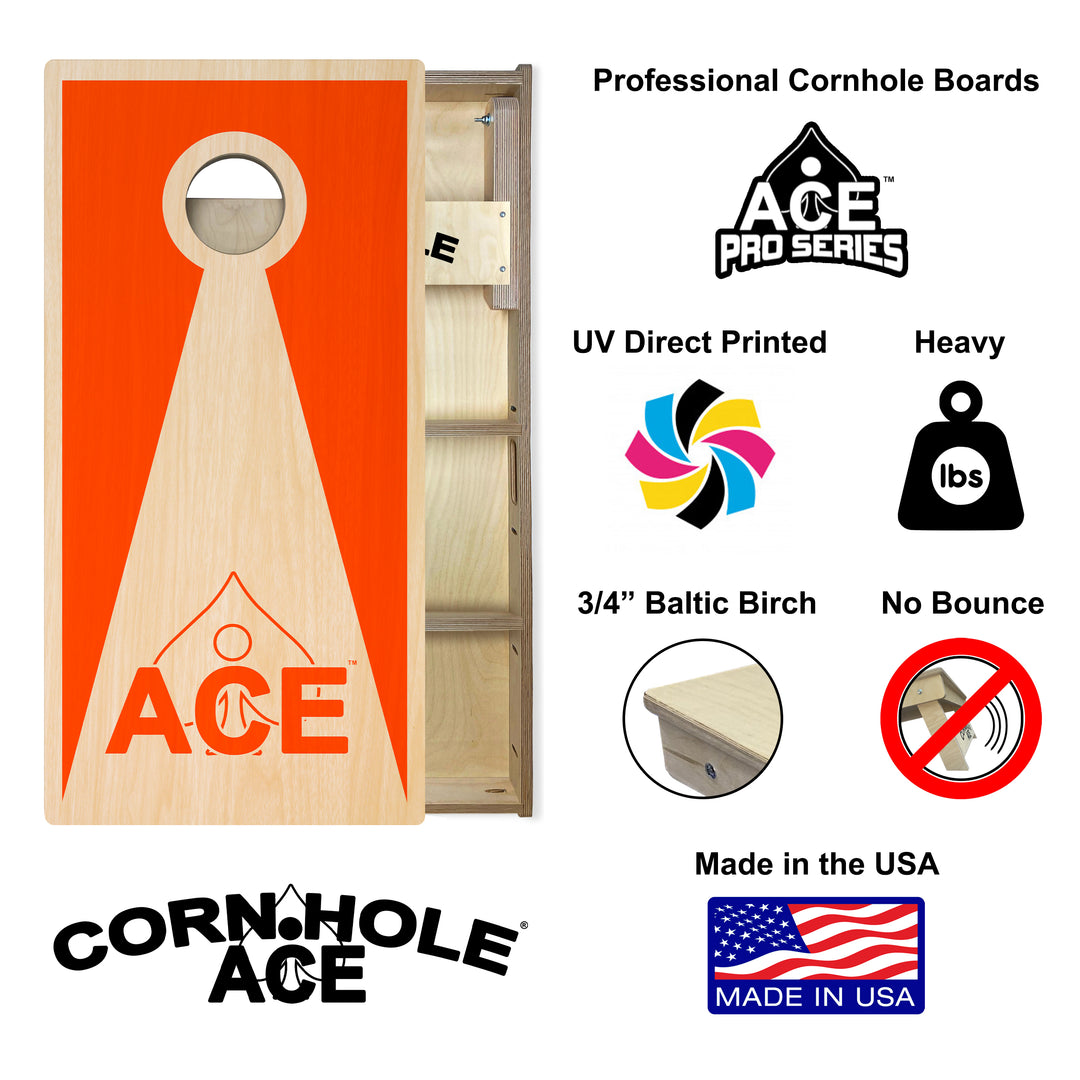 Orange ACE Inverse Triangle - Cornhole Board Set - Professional