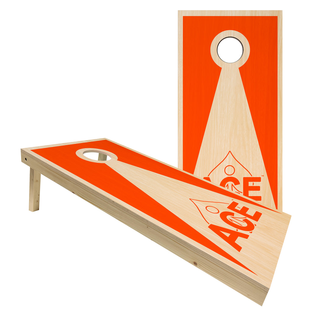 Orange ACE Inverse Triangle - Cornhole Board Set - Standard