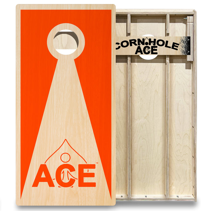 Orange ACE Inverse Triangle - Cornhole Board Set - Elite