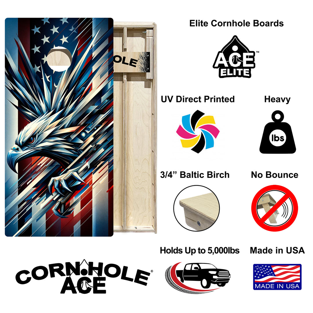 Patriotic Eagle - Cornhole Board Set - Elite