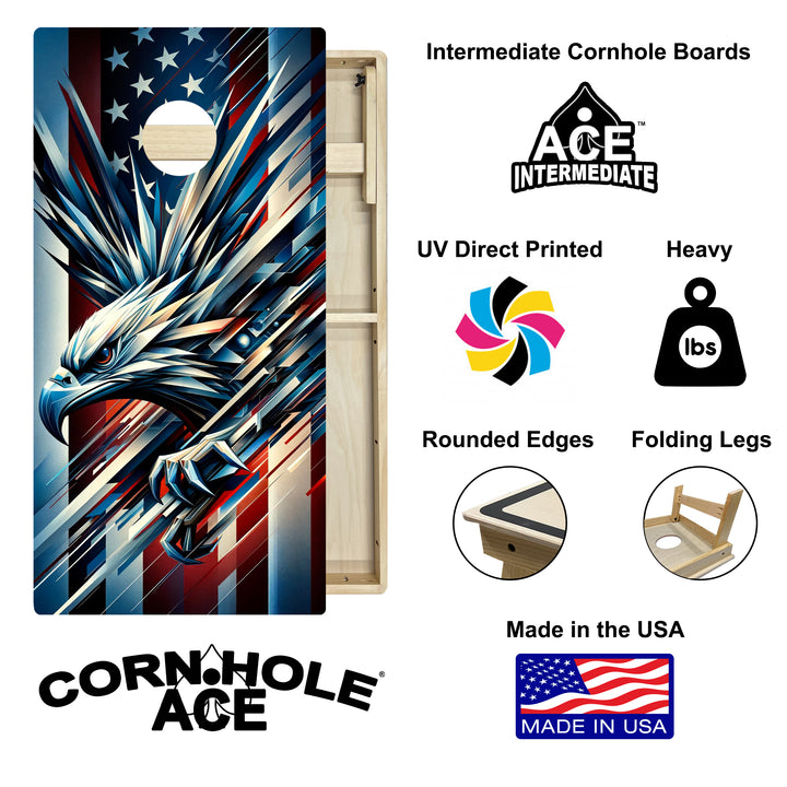 Patriotic Eagle - Cornhole Board Set - Intermediate