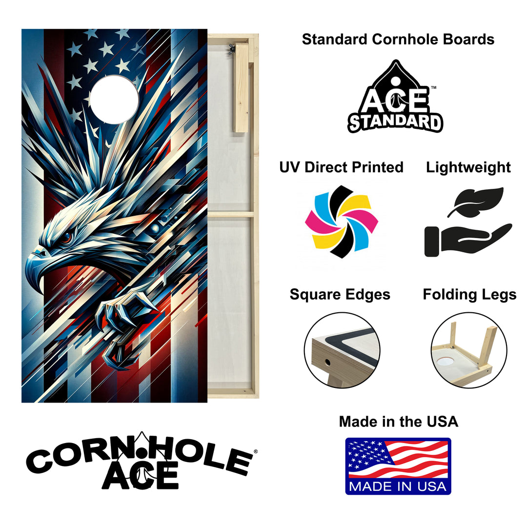 Patriotic Eagle - Cornhole Board Set - Standard