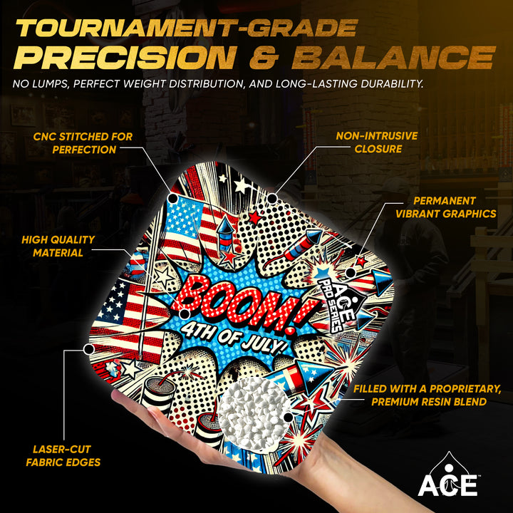 Patriotic Pop Art - Silver Carpet - ACE Pro Carpet Cornhole Bags