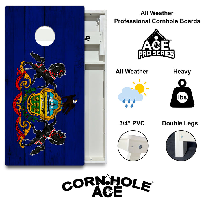 Pennsylvania State Flag - Cornhole Board Set - All Weather