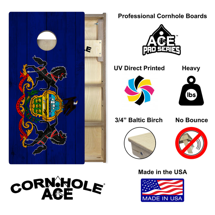 Pennsylvania State Flag - Cornhole Board Set - Professional