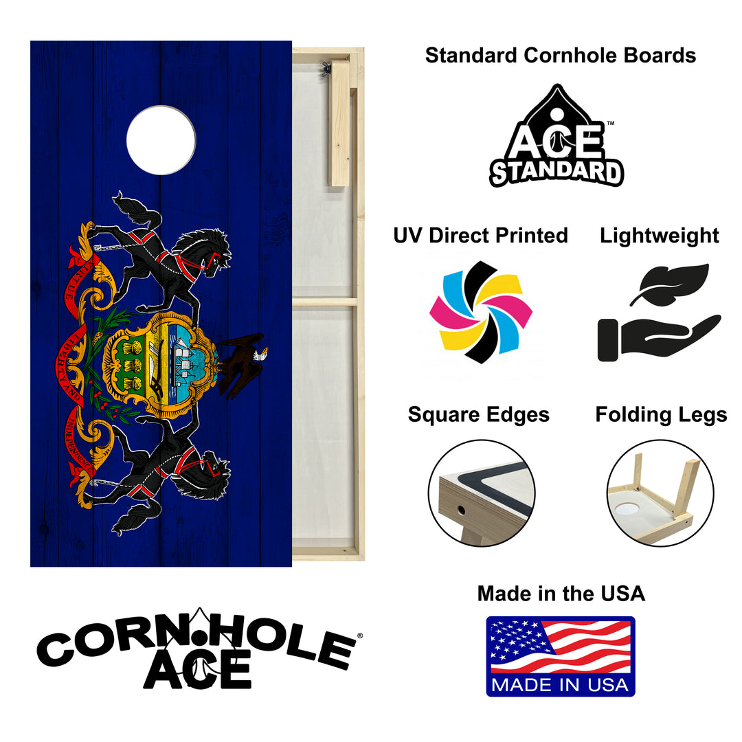 Pennsylvania State Flag - Cornhole Board Set - Standard