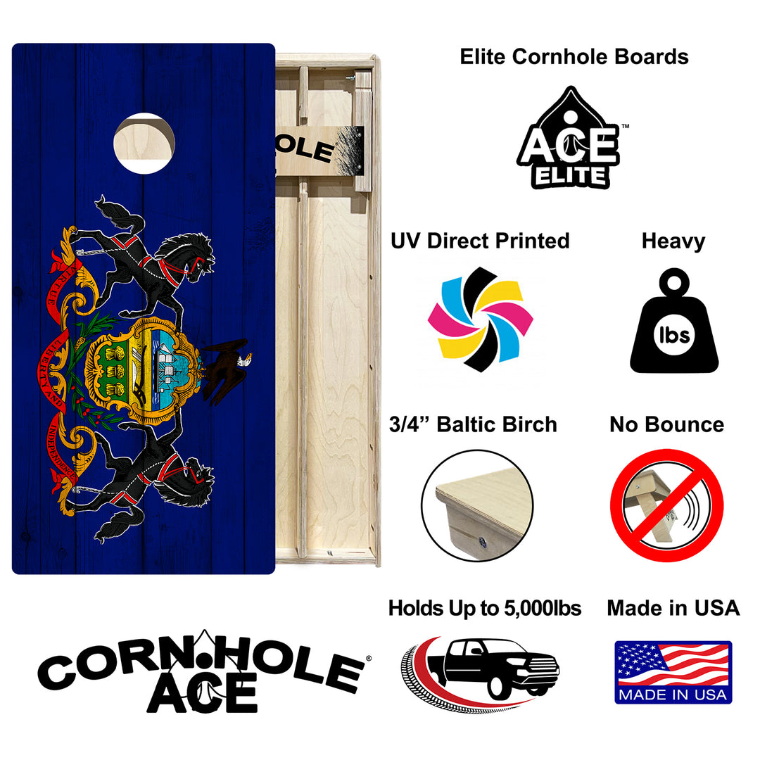 Pennsylvania State Flag - Cornhole Board Set - Elite