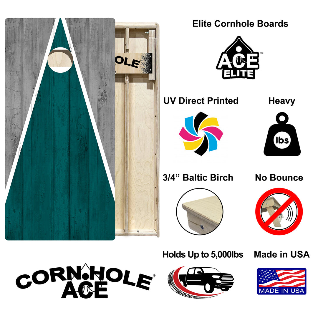 Philadelphia Tailgate Triangle Design (Green and Silver) - Cornhole Board Set - Elite