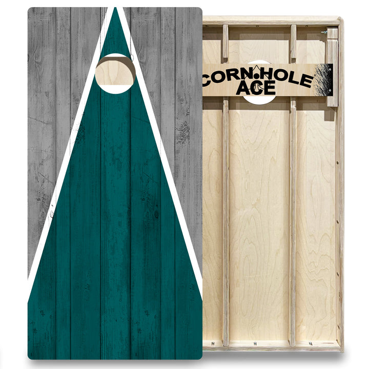 Philadelphia Tailgate Triangle Design (Green and Silver) - Cornhole Board Set - Elite