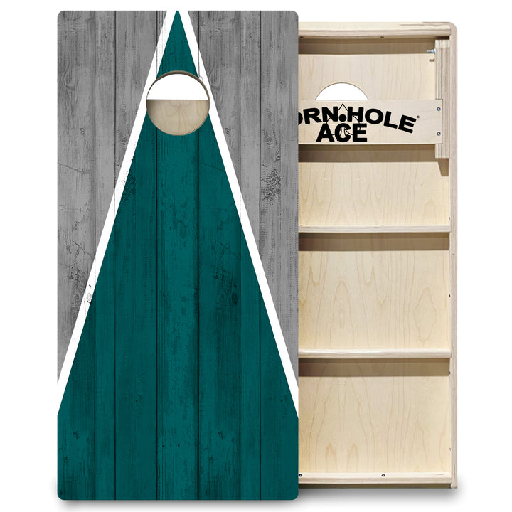 Philadelphia Tailgate Triangle Design (Green and Silver) - Cornhole Board Set - Professional