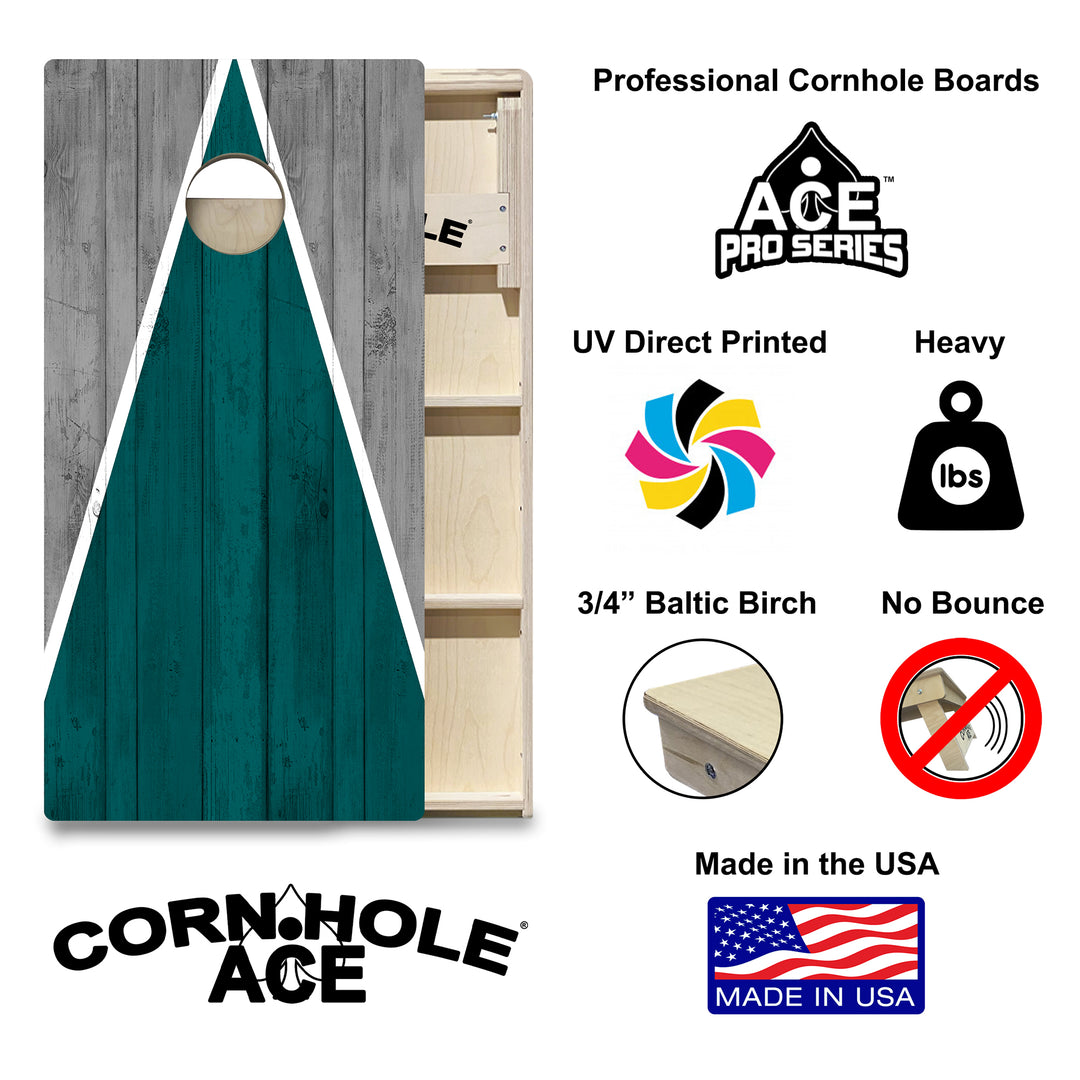 Philadelphia Tailgate Triangle Design (Green and Silver) - Cornhole Board Set - Professional