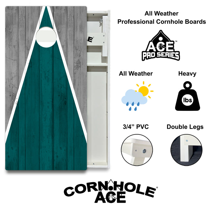 Philadelphia Tailgate Triangle Design (Green and Silver) - Cornhole Board Set - All Weather