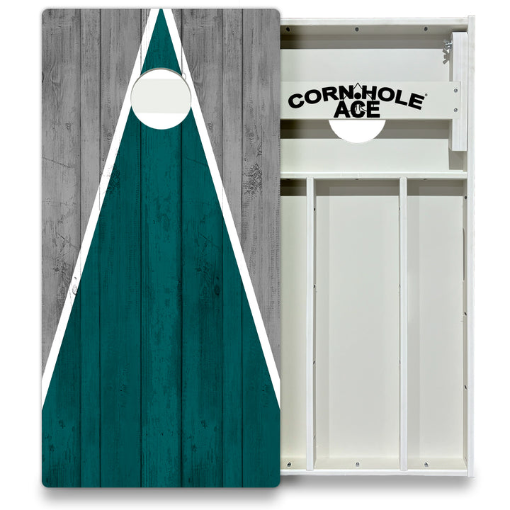 Philadelphia Tailgate Triangle Design (Green and Silver) - Cornhole Board Set - All Weather