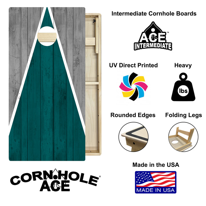 Philadelphia Tailgate Triangle Design (Green and Silver) - Cornhole Board Set - Intermediate