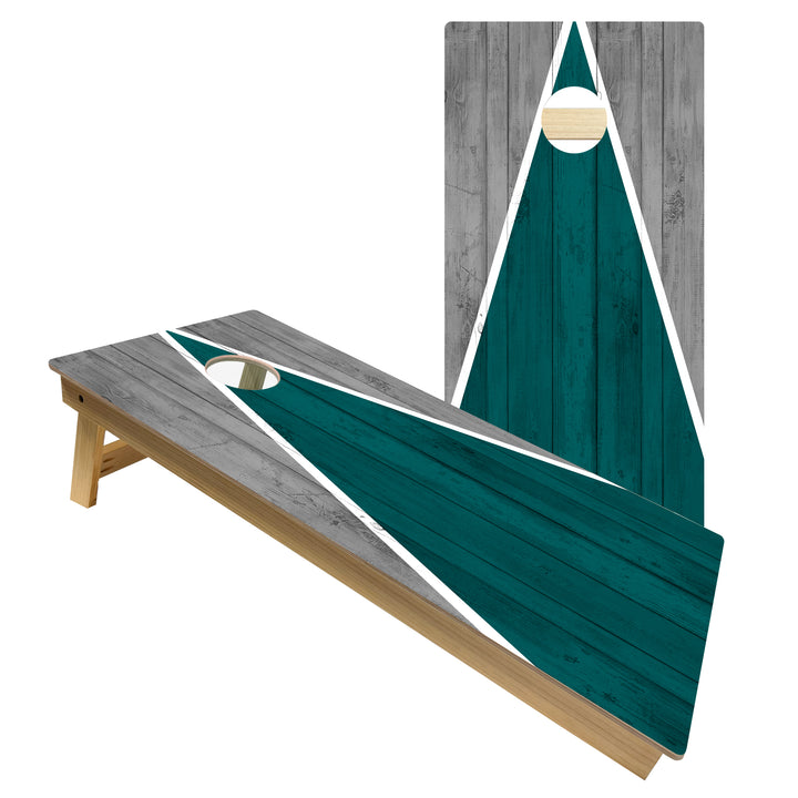 Philadelphia Tailgate Triangle Design (Green and Silver) - Cornhole Board Set - Intermediate