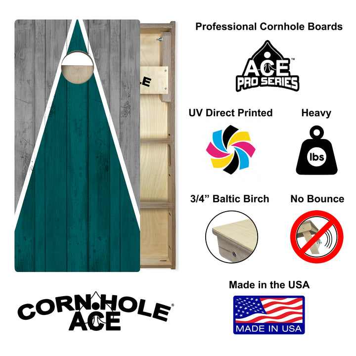 Philadelphia Tailgate Triangle Design (Green and Silver) - Cornhole Board Set - Professional