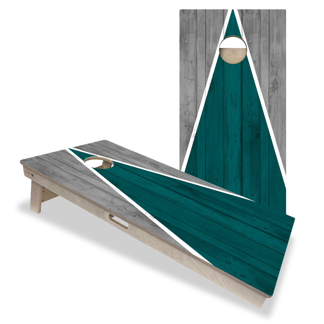 Philadelphia Tailgate Triangle Design (Green and Silver) - Cornhole Board Set - Professional