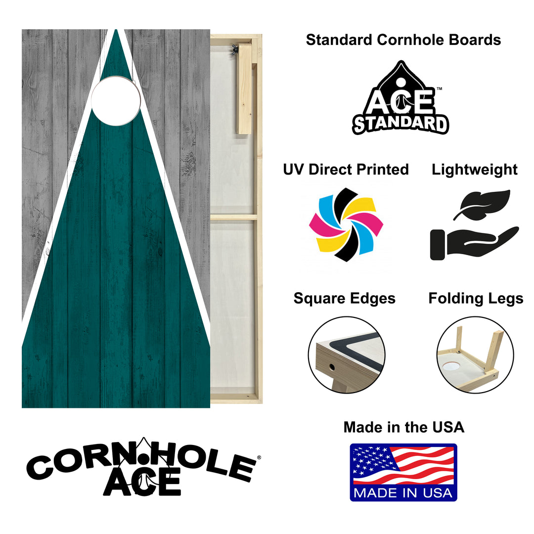 Philadelphia Tailgate Triangle Design (Green and Silver) - Cornhole Board Set - Standard