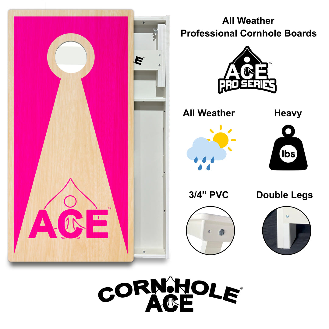 Pink ACE Inverse Triangle - Cornhole Board Set - All Weather