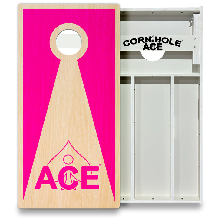 Pink ACE Inverse Triangle - Cornhole Board Set - All Weather