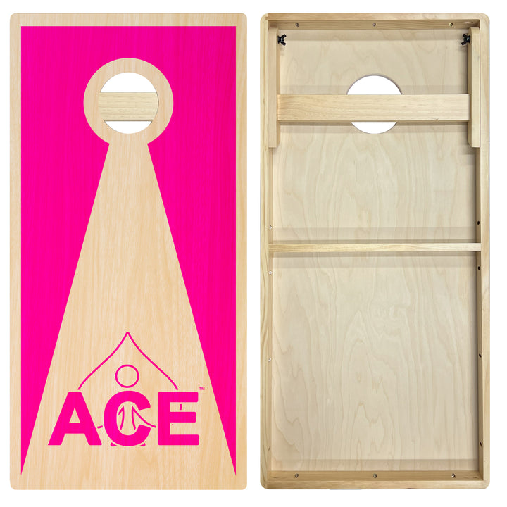 Pink ACE Inverse Triangle - Cornhole Board Set - Intermediate