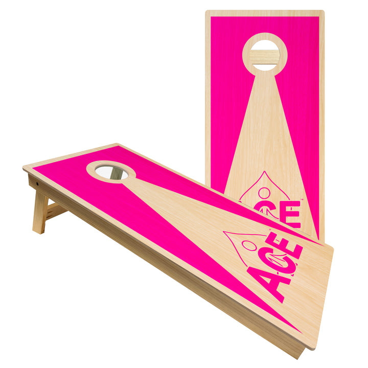 Pink ACE Inverse Triangle - Cornhole Board Set - Intermediate