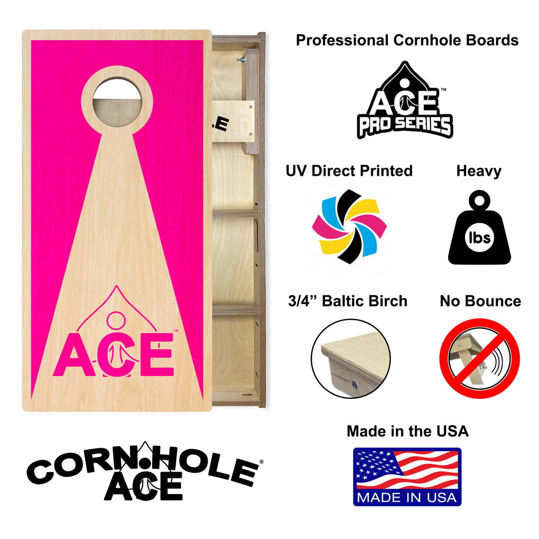 Pink ACE Inverse Triangle - Cornhole Board Set - Professional