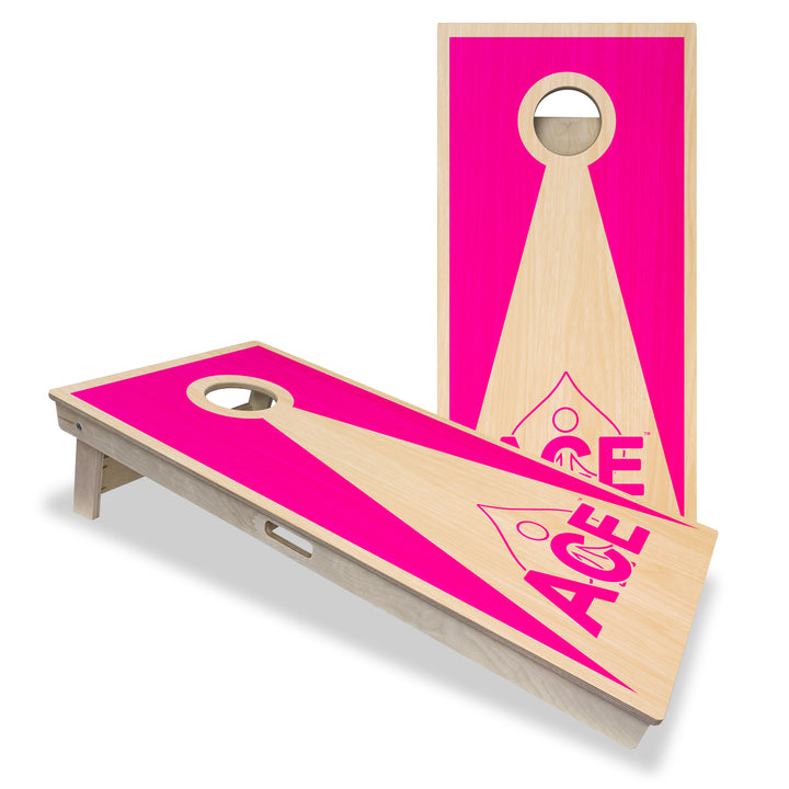 Pink ACE Inverse Triangle - Cornhole Board Set - Professional