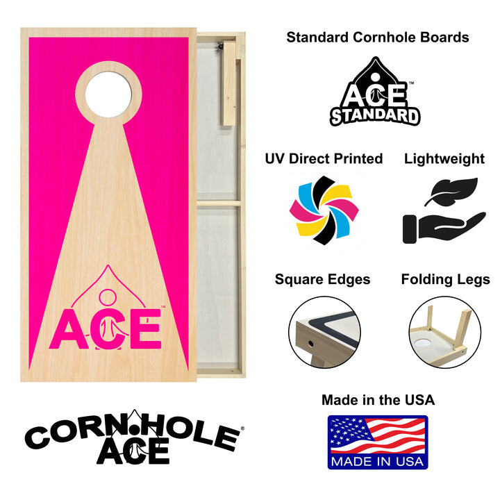 Pink ACE Inverse Triangle - Cornhole Board Set - Standard