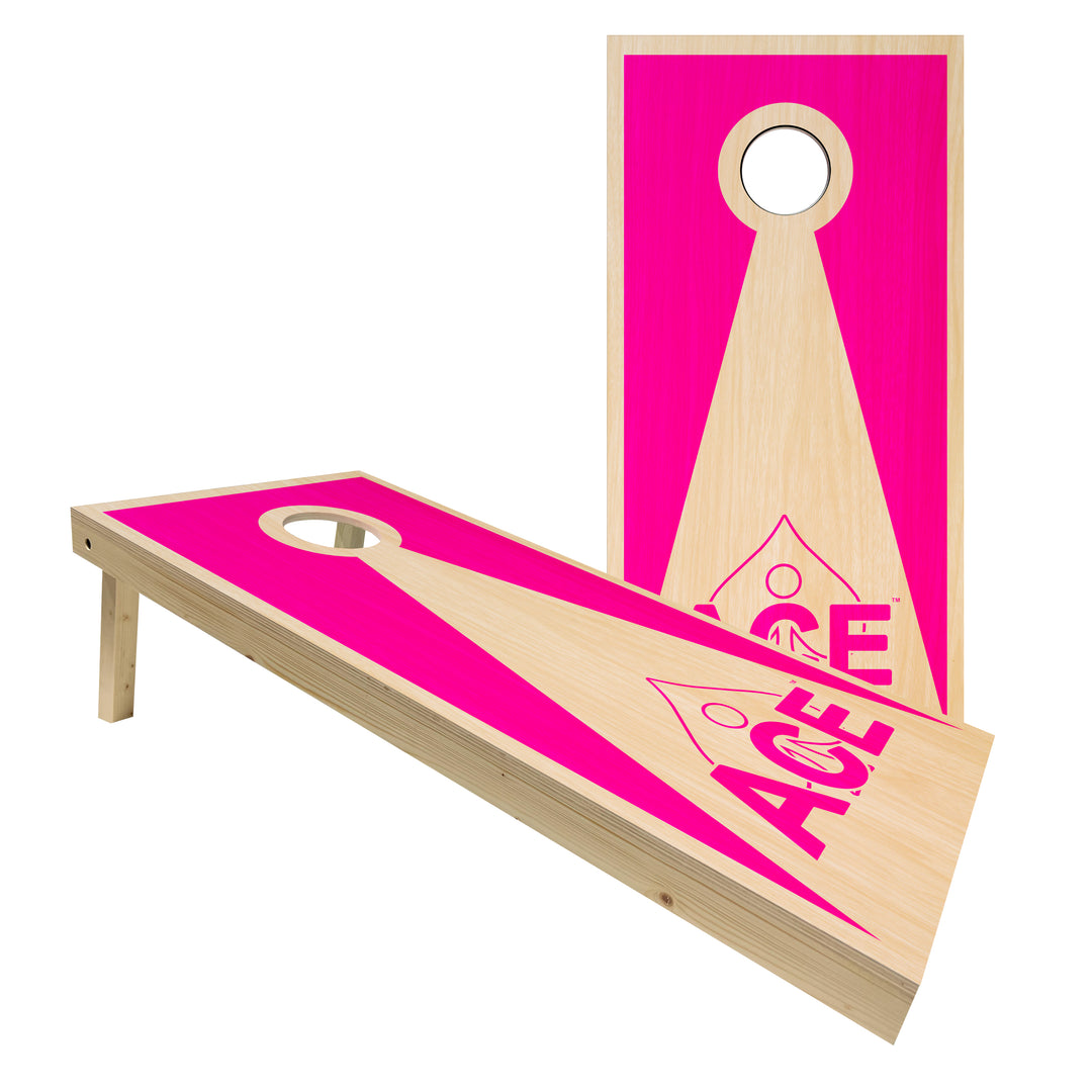 Pink ACE Inverse Triangle - Cornhole Board Set - Standard