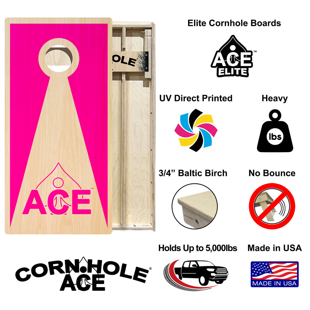 Pink ACE Inverse Triangle - Cornhole Board Set - Elite