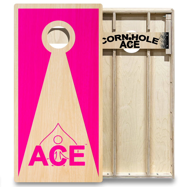 Pink ACE Inverse Triangle - Cornhole Board Set - Elite