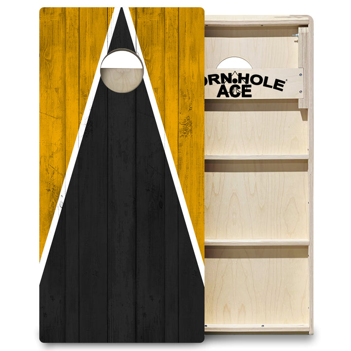 Pittsburgh Tailgate Triangle Design (Black and Yellow) - Cornhole Board Set - Professional