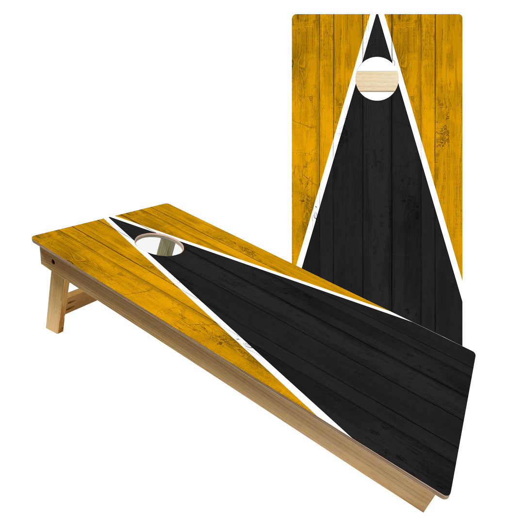 Pittsburgh Tailgate Triangle Design (Black and Yellow) - Cornhole Board Set - Intermediate