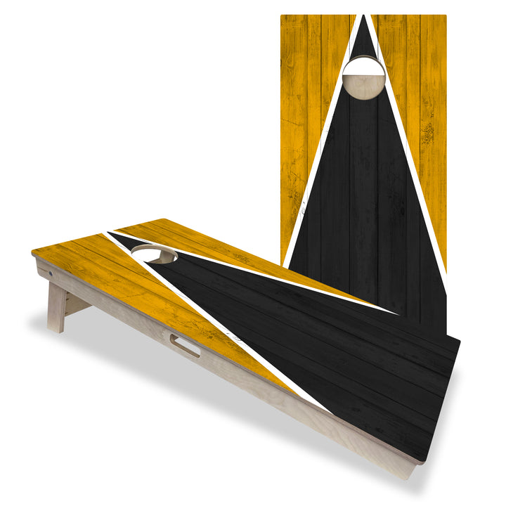 Pittsburgh Tailgate Triangle Design (Black and Yellow) - Cornhole Board Set - Professional