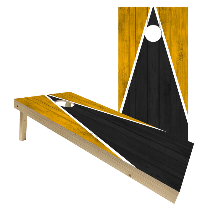 Pittsburgh Tailgate Triangle Design (Black and Yellow) - Cornhole Board Set - Standard