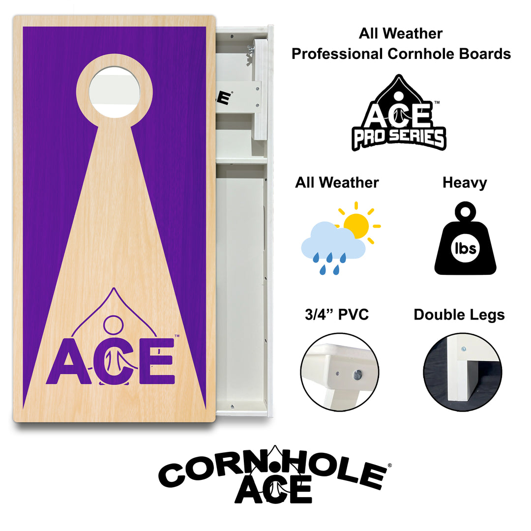 Purple ACE Inverse Triangle - Cornhole Board Set - All Weather