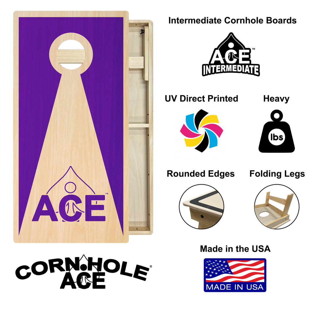 Purple ACE Inverse Triangle - Cornhole Board Set - Intermediate