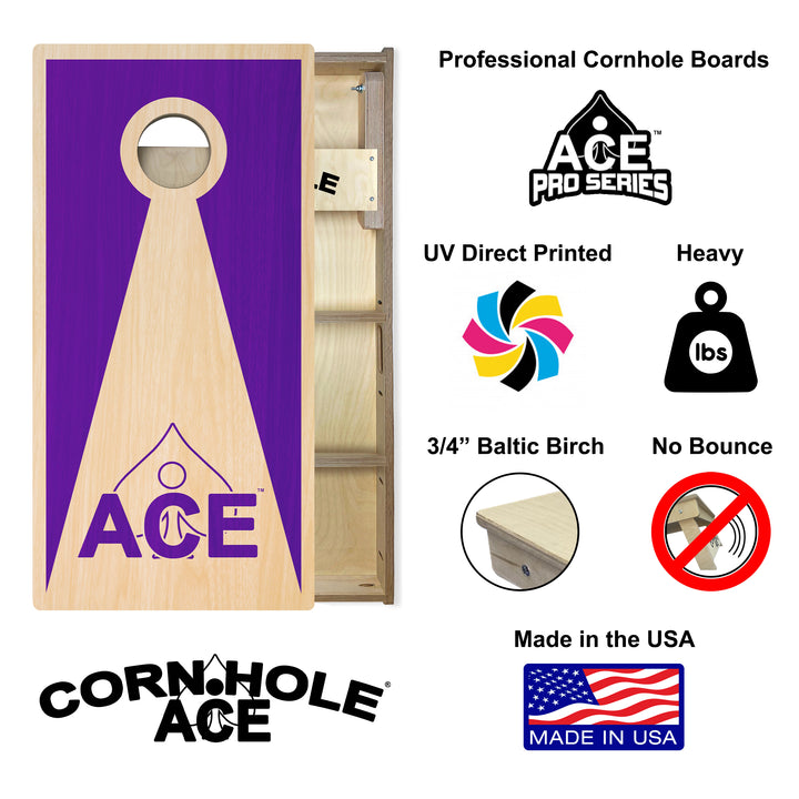 Purple ACE Inverse Triangle - Cornhole Board Set - Professional