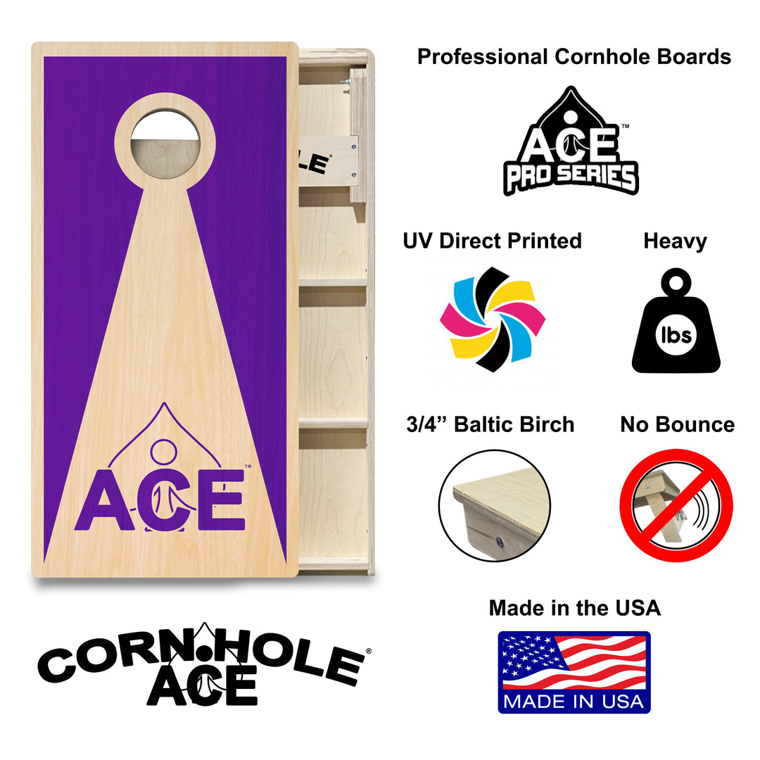 Purple ACE Inverse Triangle - Cornhole Board Set - Professional