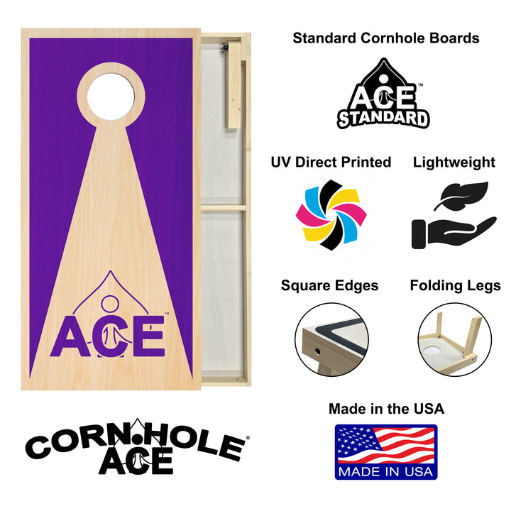 Purple ACE Inverse Triangle - Cornhole Board Set - Standard