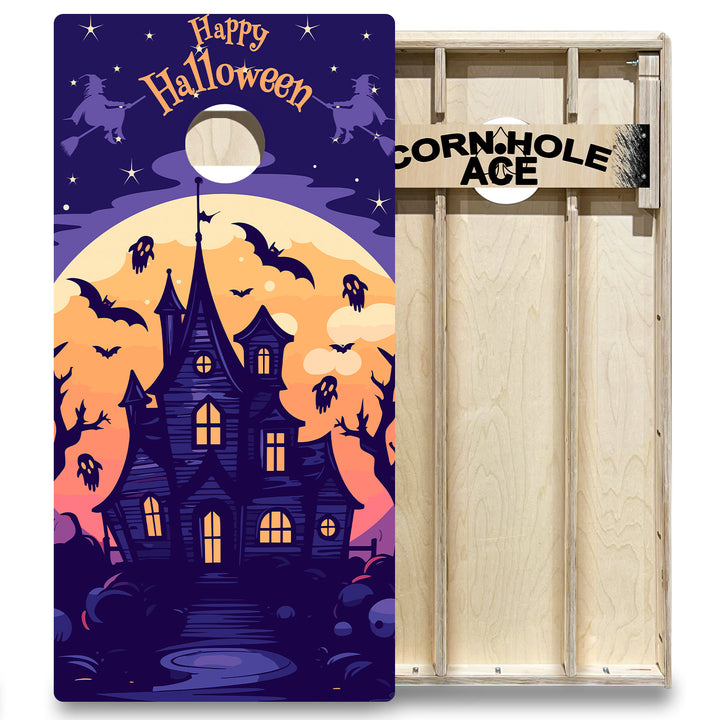 Purple Haunted House – Cornhole Board Set - Elite