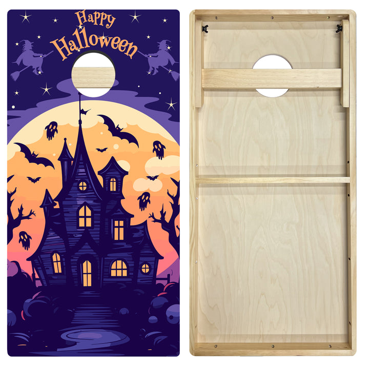 Purple Haunted House – Cornhole Board Set - Intermediate