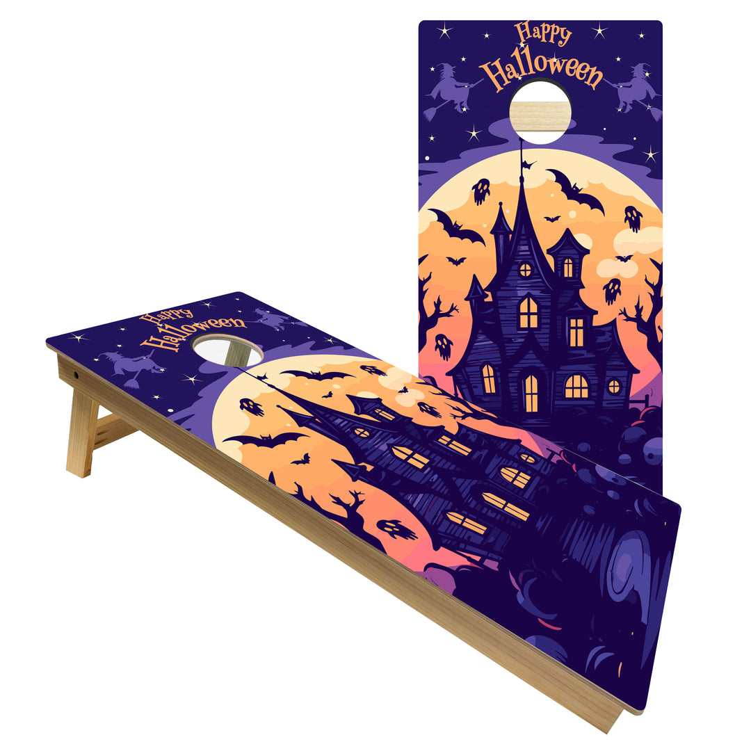 Purple Haunted House – Cornhole Board Set - Intermediate