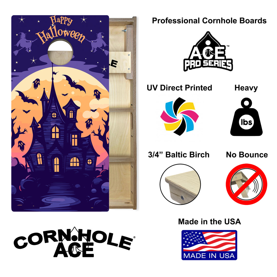 Purple Haunted House – Cornhole Board Set - Professional