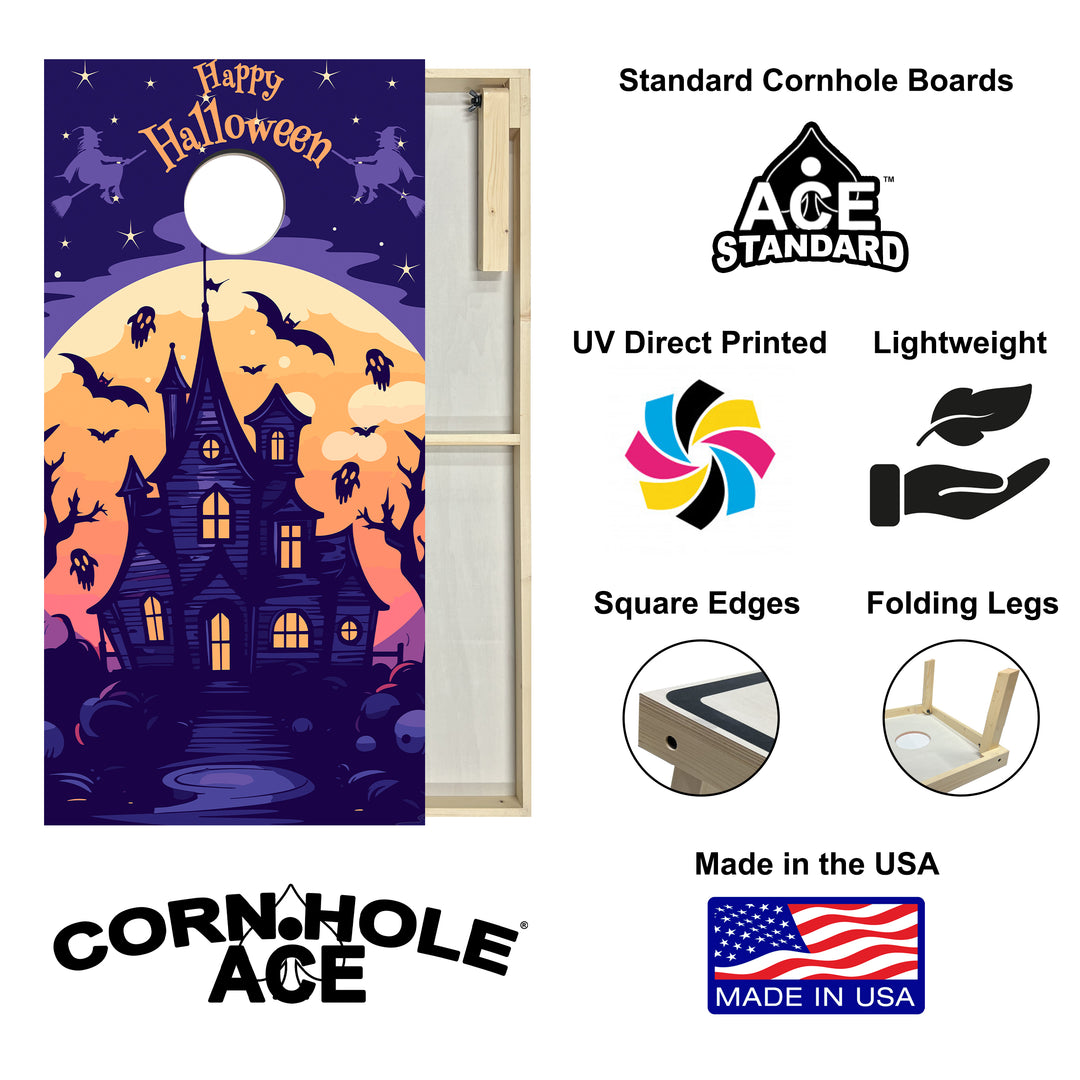 Purple Haunted House – Cornhole Board Set - Standard