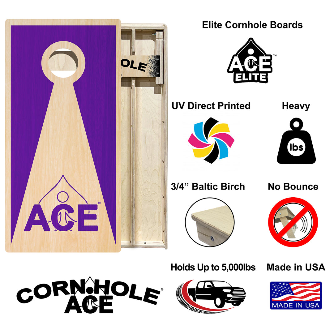 Purple ACE Inverse Triangle - Cornhole Board Set - Elite