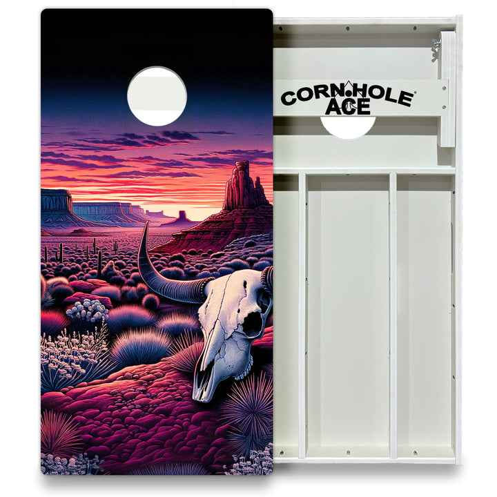 Purple Sunset Skull Valley - Cornhole Board Set - All Weather