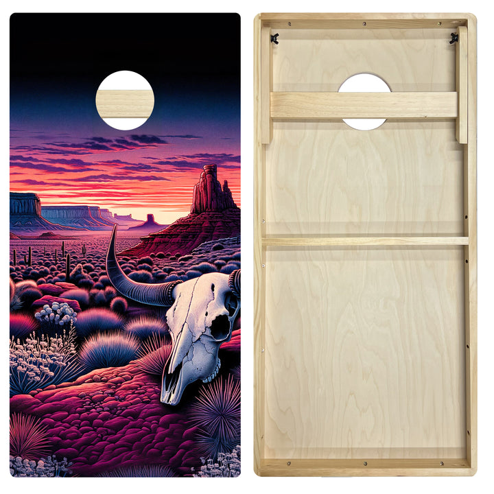 Purple Sunset Skull Valley - Cornhole Board Set - Intermediate