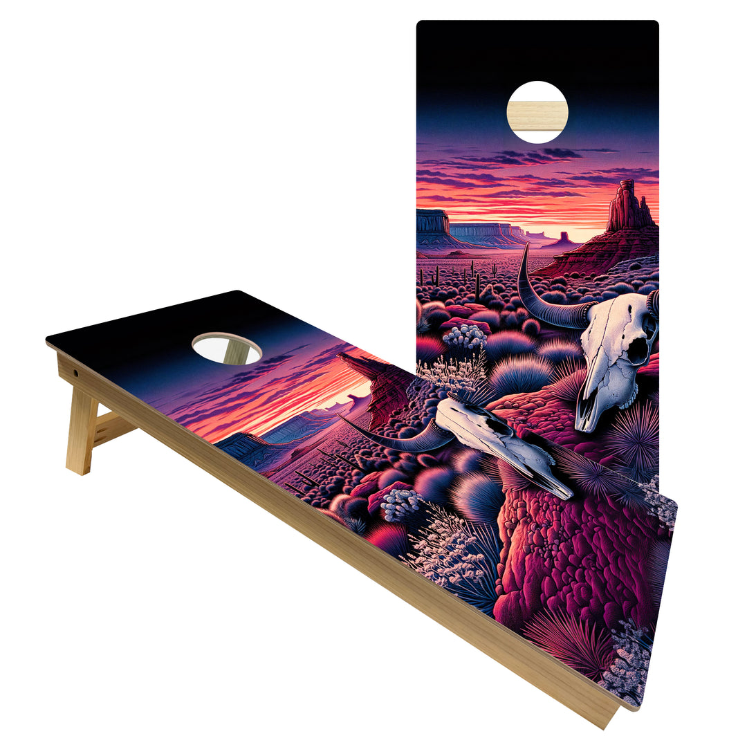 Purple Sunset Skull Valley - Cornhole Board Set - Intermediate